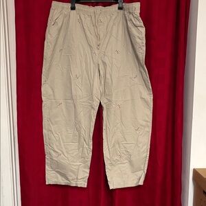 Basic Editions Khaki Pants with Red Stitching